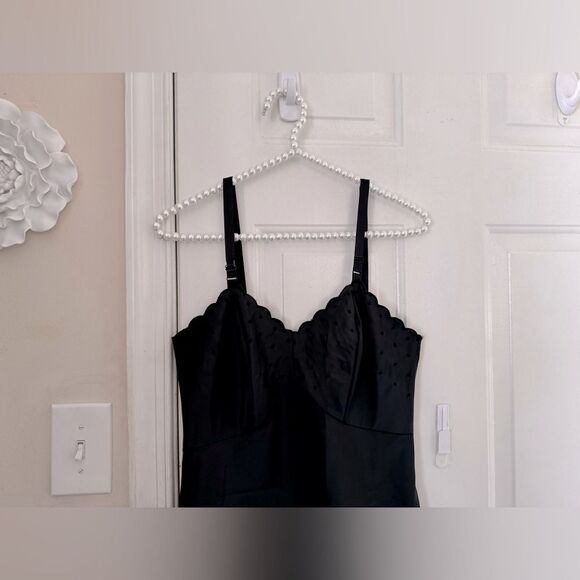 VTG Aristocraft Black Tafetta Pin Dot Slip Size S - Picture 6 of 12